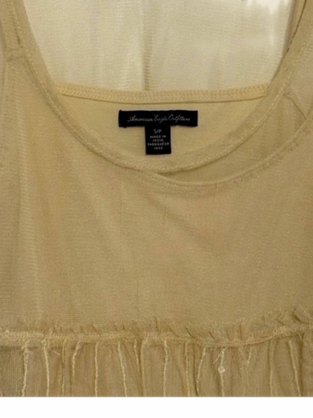 American Eagle Outfitters Cream Layered Sequin Top - Sheer Over Camisole Top - Picture 7 of 11